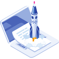 Rocket out of laptop illustration